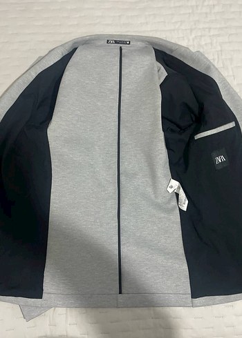 Zara Marka Gri Erkek Regular Fit Düğmeli Ceket - Görsel 3