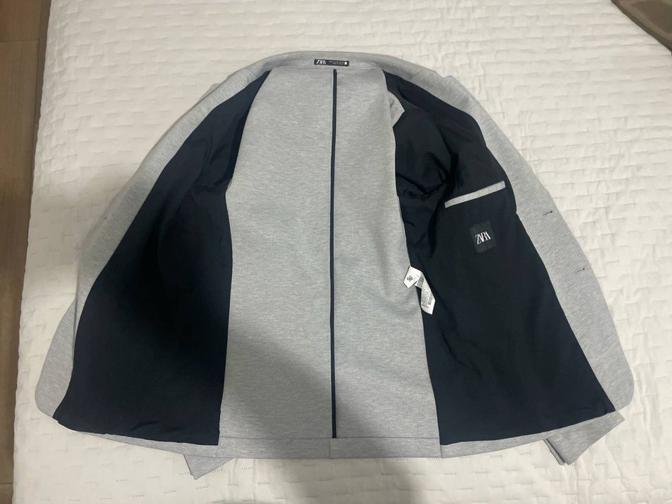 Zara Marka Gri Erkek Regular Fit Düğmeli Ceket - Görsel 3