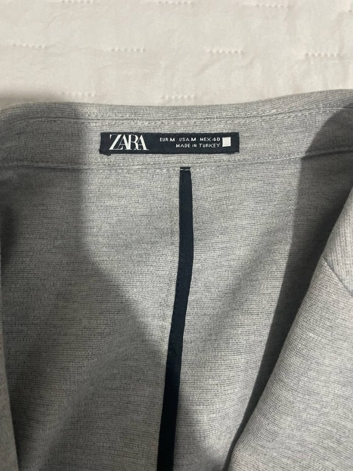 Zara Marka Gri Erkek Regular Fit Düğmeli Ceket - Görsel 4