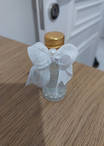 Beyaz Fiyonklu Parlak Mini Hediye Şişesi - Görsel 2