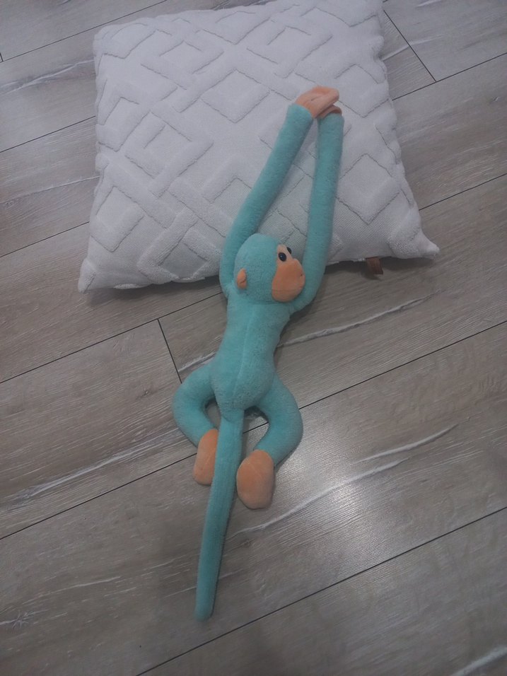 Turkuaz Pastel Peluş Maymun Oyuncak - Görsel 3