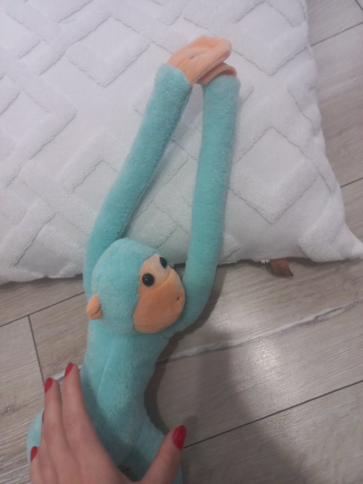 Turkuaz Pastel Peluş Maymun Oyuncak - Görsel 4