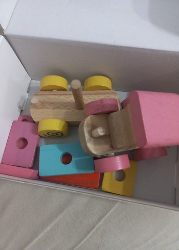 Ahşap Bloklu Vagonlu Tren Oyuncak - Görsel 5