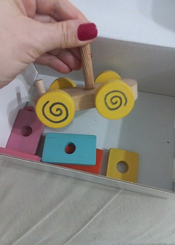 Ahşap Bloklu Vagonlu Tren Oyuncak - Görsel 6