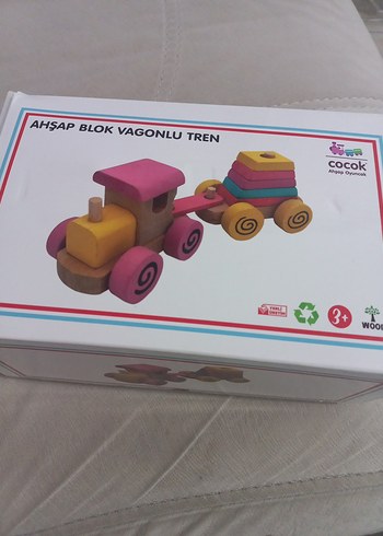 Ahşap Bloklu Vagonlu Tren Oyuncak - Görsel 2