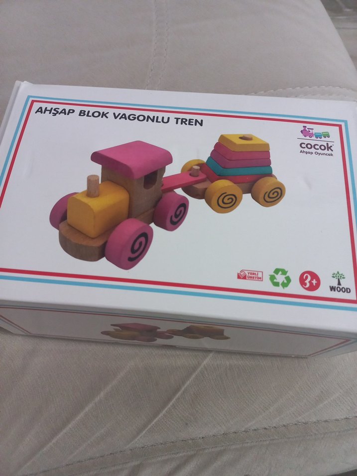 Ahşap Bloklu Vagonlu Tren Oyuncak - Görsel 2