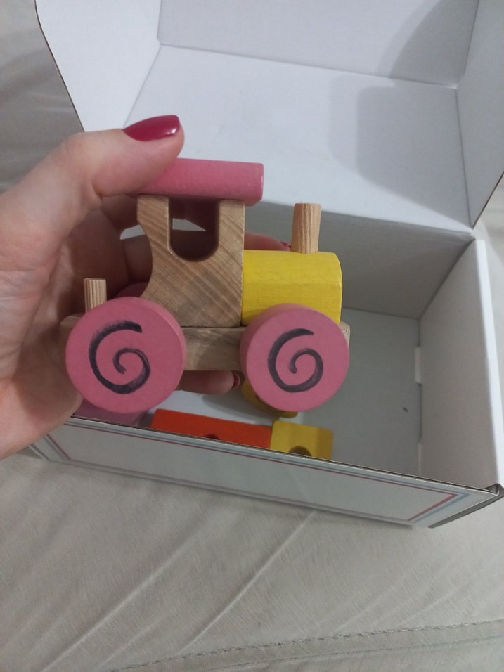 Ahşap Bloklu Vagonlu Tren Oyuncak - Görsel 3