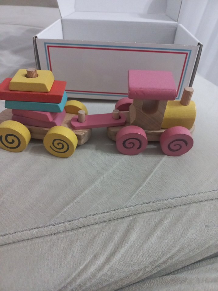 Ahşap Bloklu Vagonlu Tren Oyuncak - Görsel 4