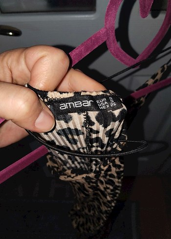 Leopar Desenli V Yakalı Uzun Elbise - Görsel 4