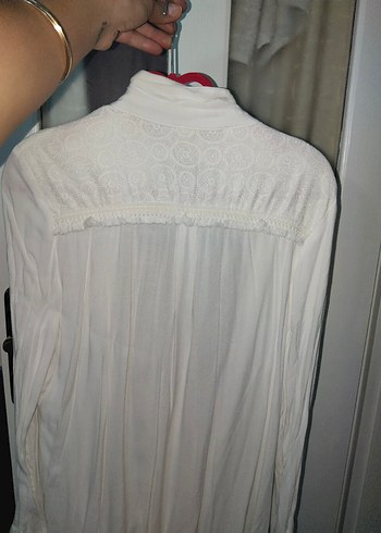 Uzun Kollu Beyaz Keten Bohem Gömlek - Görsel 3