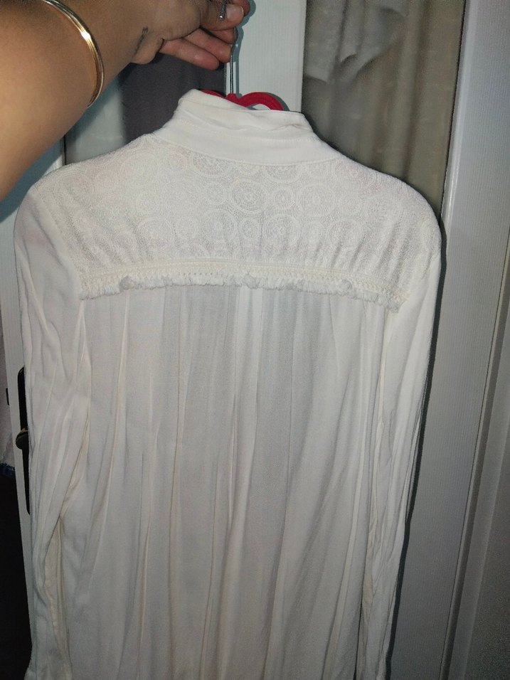 Uzun Kollu Beyaz Keten Bohem Gömlek - Görsel 3