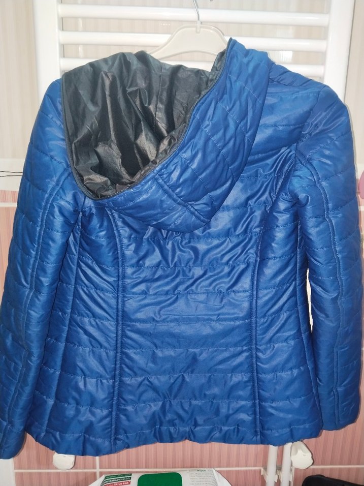 Fermuarlı Koyu Mavi Kadın Mont - Görsel 3