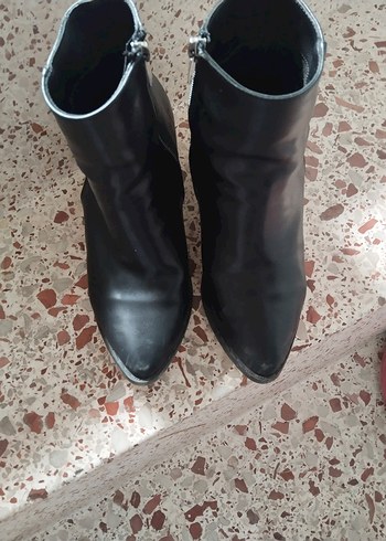 Gri Deri Kadın Topuklu Bot - Görsel 5