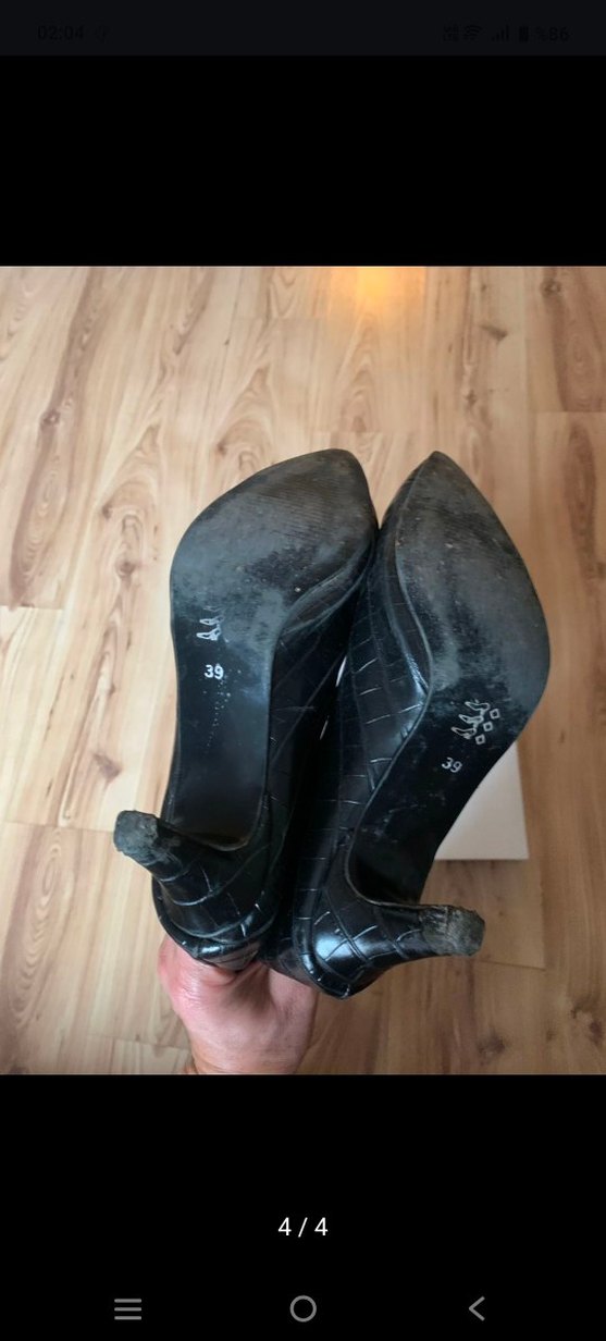 Siyah Deri Dizüstü Topuklu Botlar - Görsel 5