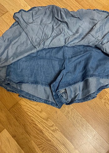 Koyu Mavi Denim şort Etek - Görsel 2