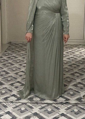 Yeşil  tesettür Abiye Elbise - Görsel 2