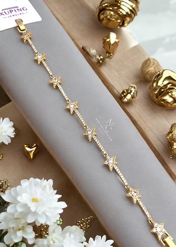 Beden altın Renk Xuping 14k Altın Renk Yıldızlı Bileklik