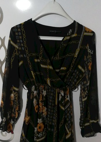 Zincir Detaylı Siyah Bohem Mini Elbise - Görsel 2