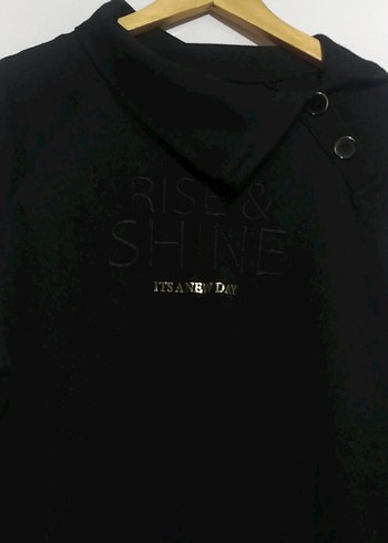 Düğmeli Siyah Kadın Sweatshirt - Görsel 2