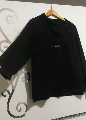 Düğmeli Siyah Kadın Sweatshirt - Görsel 3