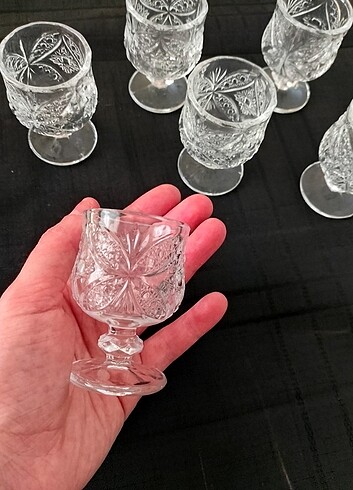 Diğer 6 lı minik kristal görünümlü kahve yanı su bardağı