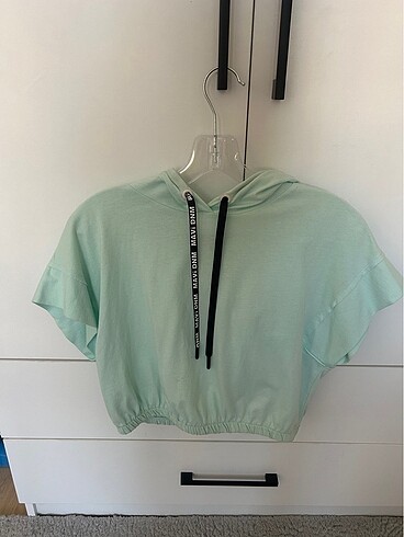 MAVİ Kapüşonlu Crop-Sweat