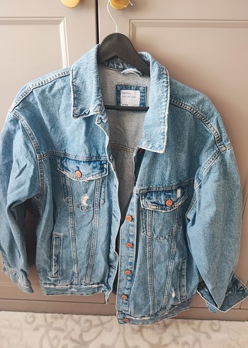 Bershka Düğmeli Mavi Denim Kadın Ceket