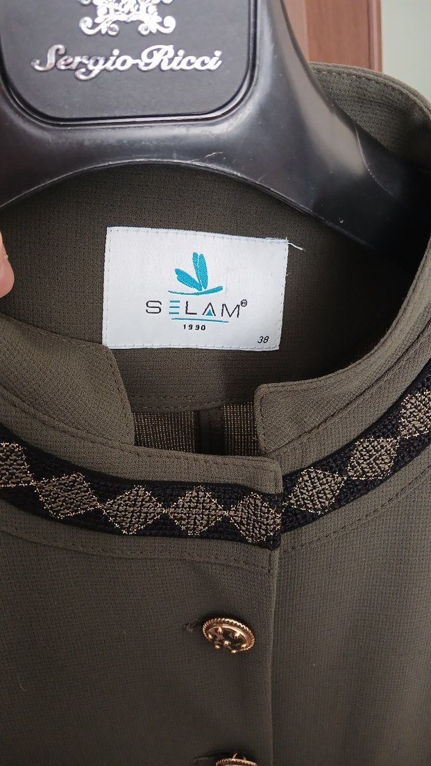 Düğmeli Haki Yeşili Kadın Uzun Pardesü - Görsel 3