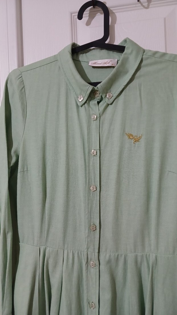 Kadın Uzun Pileli Keten Elbise - Görsel 3