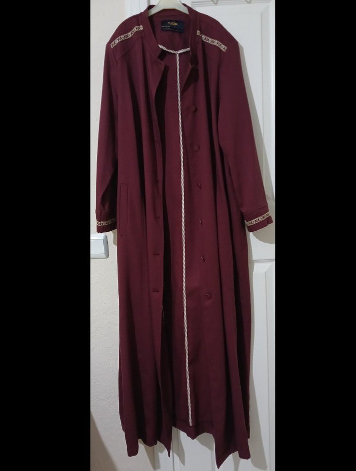 Tuğba Marka Kadın Bordo Düğmeli Uzun Pardesü - Görsel 2