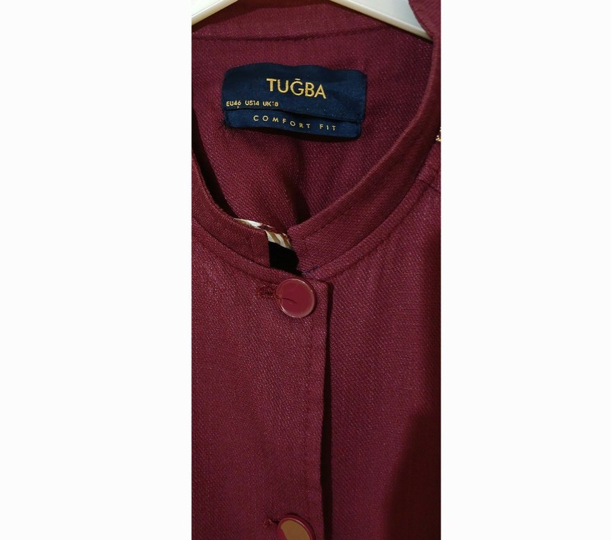 Tuğba Marka Kadın Bordo Düğmeli Uzun Pardesü - Görsel 4