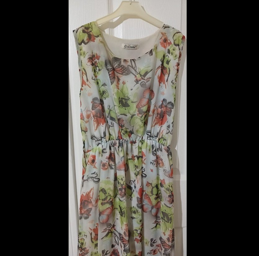 Desenli Çok Renkli Uzun Elbise - Görsel 2