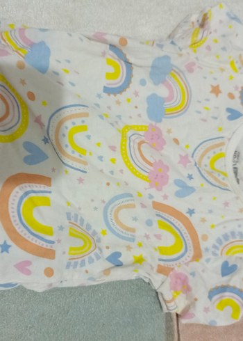 Bebek Kız Renkli Gökkuşağı Desenli pijama Takımı - Görsel 2