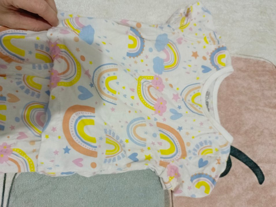 Bebek Kız Renkli Gökkuşağı Desenli pijama Takımı - Görsel 2
