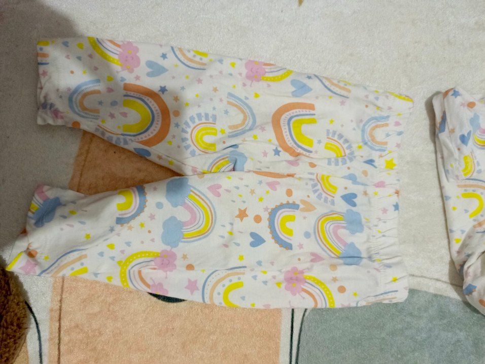 Bebek Kız Renkli Gökkuşağı Desenli pijama Takımı - Görsel 3