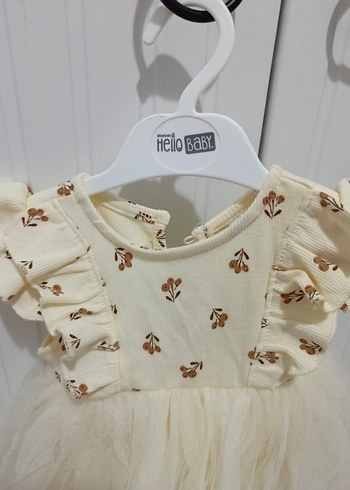 Kız Çocuk Ekru Fırfırlı Pamuk Elbise - Görsel 2