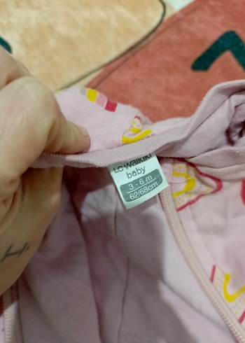 Pembe Bağlama Desenli Fermuarlı Bebek Tulum 1.6 togg - Görsel 4