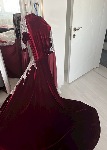 Diğer Bordo Nakışlı Uzun Kadın Hint Elbisesi bindallı