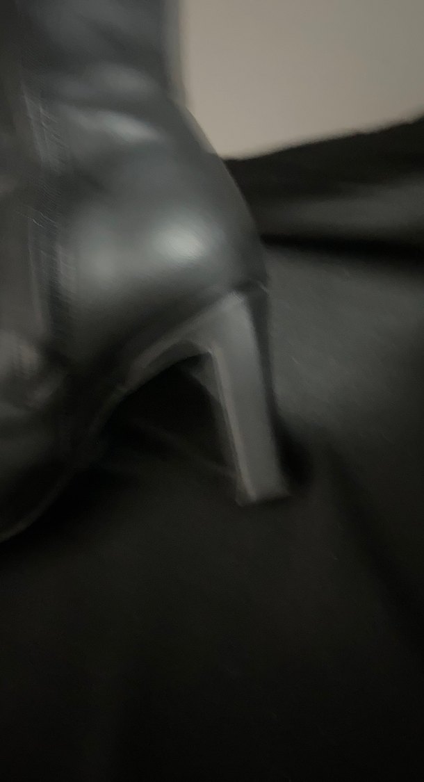 Siyah Deri Stiletto Topuklu Gotik Kadın Bot - Görsel 3