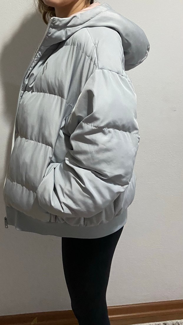 Gri Kadın Midi Kışlık Mont Yüksek Yaka - Görsel 2