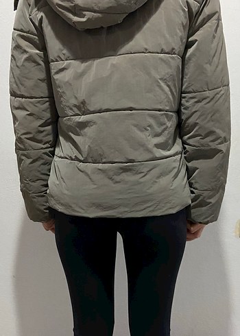 Gri Kadın Kemerli Kışlık Mont - Görsel 3