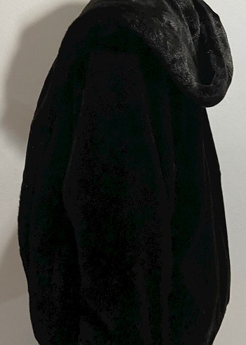 Siyah Süet Detaylı Kürk Kaban - Görsel 3