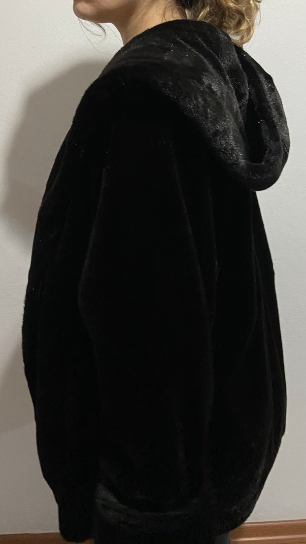 Siyah Süet Detaylı Kürk Kaban - Görsel 3