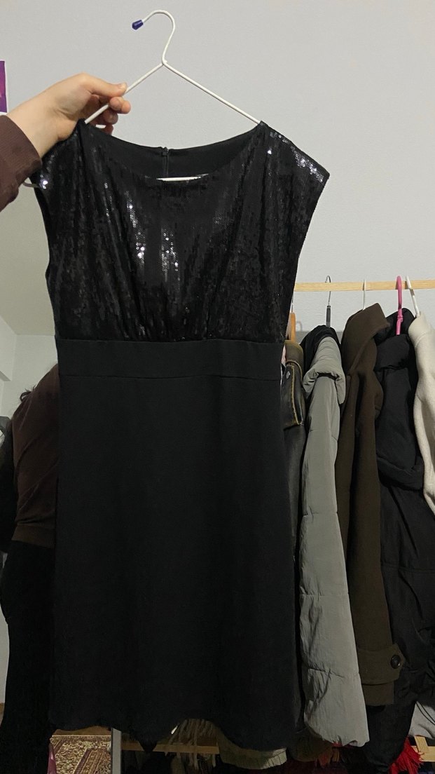 Siyah Kadın Midi Elbise, Kolsuz, - Görsel 3