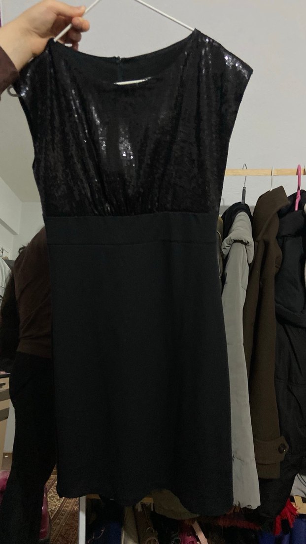 Siyah Kadın Midi Elbise, Kolsuz, - Görsel 2