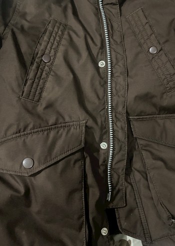 HM Dik Yaka, Fermuarlı Kahverengi Erkek Ceket - Görsel 3