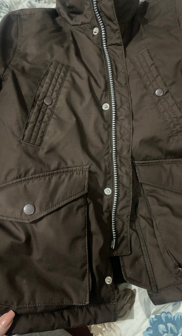 HM Dik Yaka, Fermuarlı Kahverengi Erkek Ceket - Görsel 3