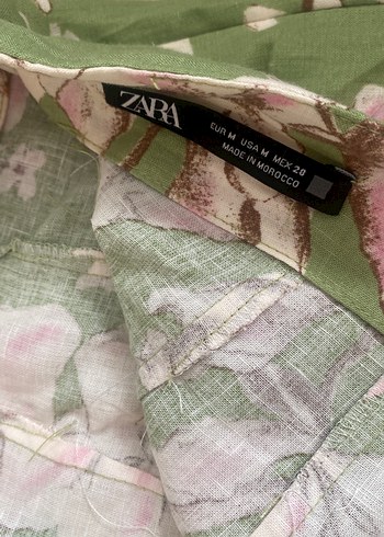 Zara Yeşil Çiçek Desenli Uzun Bohem Etek