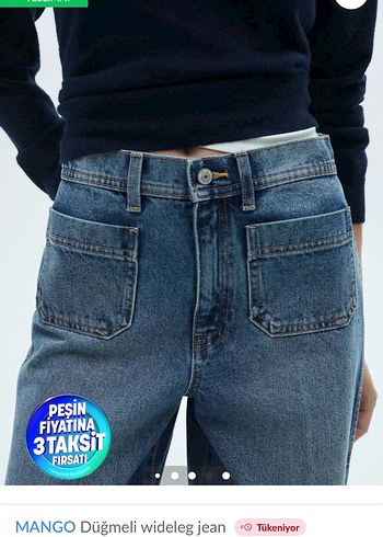 32 Beden MANGO Düğmeli Wideleg Jean