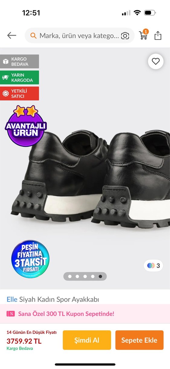 Elle Siyah Kadın Spor Ayakkabı - Görsel 3